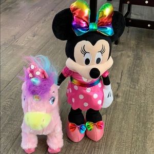 Walking Minnie Mouse and Unicorn.